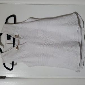 Premise White Textured Luxury Yarn Gold Chain Jewelry Sleeveless Blouse NWT